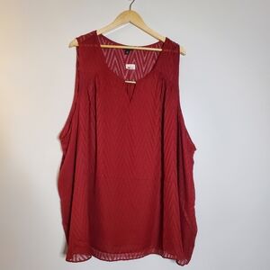 Torrid Red sheer Clip Zig Zag Keyhole Tank Size 6X New with tags attached